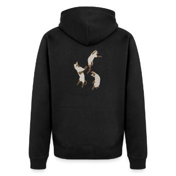 Trois chats sautant cadeau ludique - Veste à capuche bio Premium Unisexe - noir - Dos - Nico (187cm)