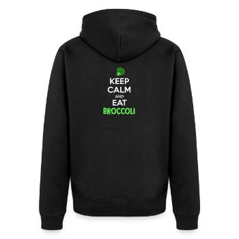 Halten Sie Ruhe essen Brokkoli Vegan Vegetarisch - Unisex Premium Bio Zip Hoodie - Schwarz - Hinten - Nico (187cm)