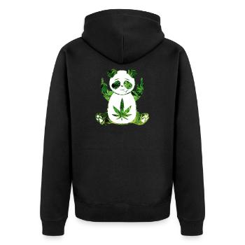Panda stoned Weed - Unisex Premium Bio Zip Hoodie - Schwarz - Hinten - Nico (187cm)
