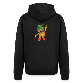 Dancing pineapple with sunglasses - Unisex Premium Organic Zip Hoodie - black - Back - Nico (187cm)