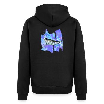 Robbe robben Seerobbe T Shirt - Unisex Premium Bio Zip Hoodie - Schwarz - Hinten - Nico (187cm)