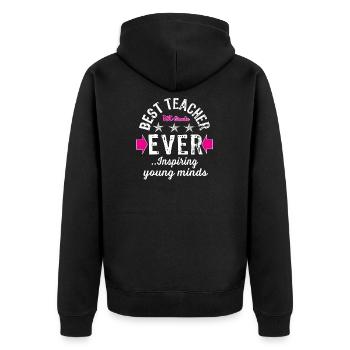 Bestes Lehrer aller Zeiten 1. Klasse Geschenk für Lehrer - Unisex Premium Bio Zip Hoodie - Schwarz - Hinten - Nico (187cm)