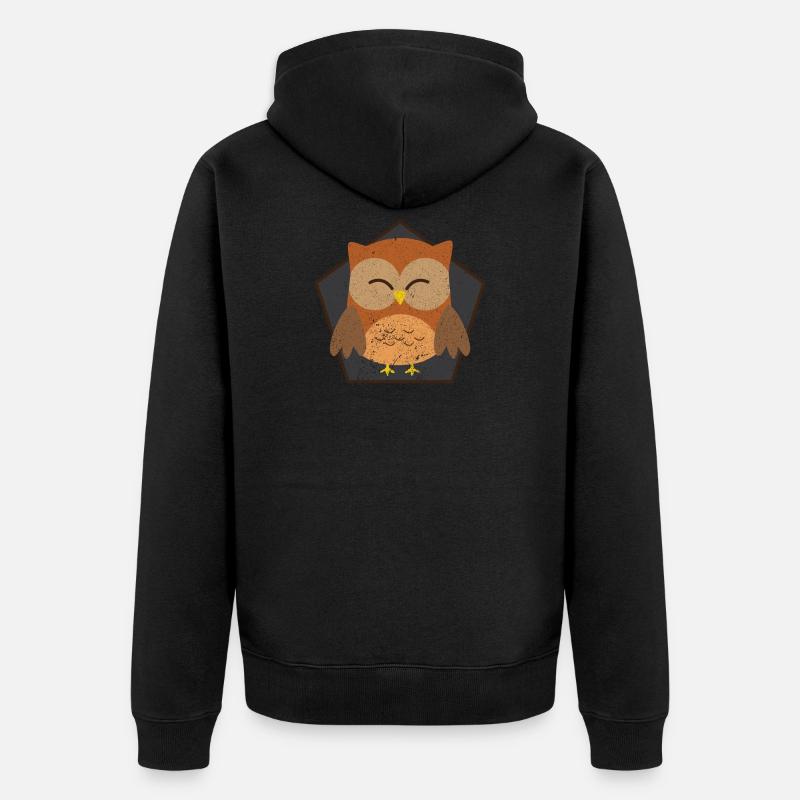 Uhu Eule - Unisex Premium Bio Zip Hoodie - Schwarz