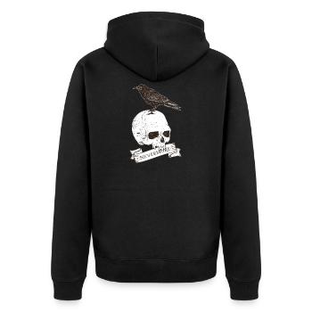 Raven And Skull Nevermore T-Shirt For Literature - Unisex Premium Bio Zip Hoodie - Schwarz - Hinten - Nico (187cm)