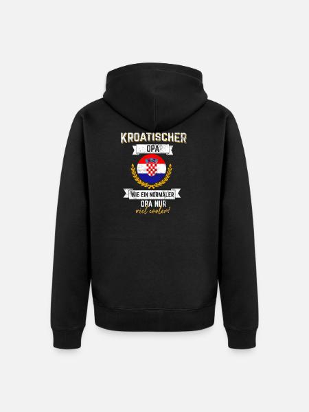 opa kroatien geschenk - Unisex Premium Bio Zip Hoodie - Schwarz
