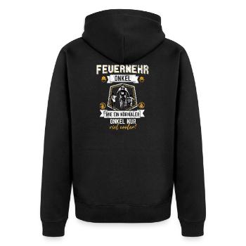 onkel feuerwehr geschenk - Unisex Premium Bio Zip Hoodie - Schwarz - Hinten - Nico (187cm)