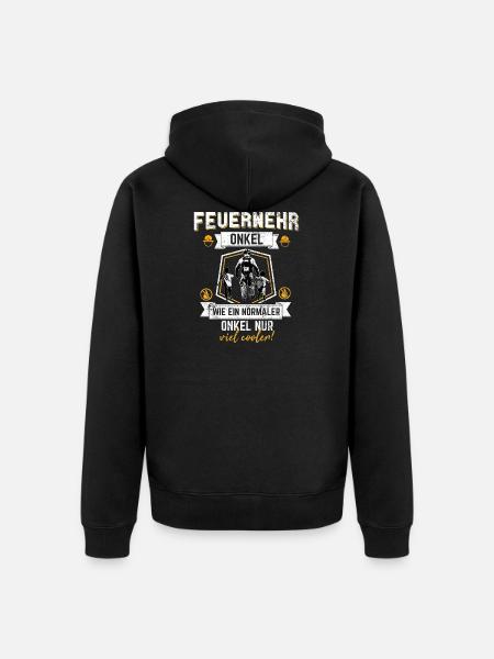 onkel feuerwehr geschenk - Unisex Premium Bio Zip Hoodie - Schwarz