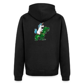 Une licorne de fête monte sur un dinosaure T-Rex - Veste à capuche bio Premium Unisexe - noir - Dos - Nico (187cm)