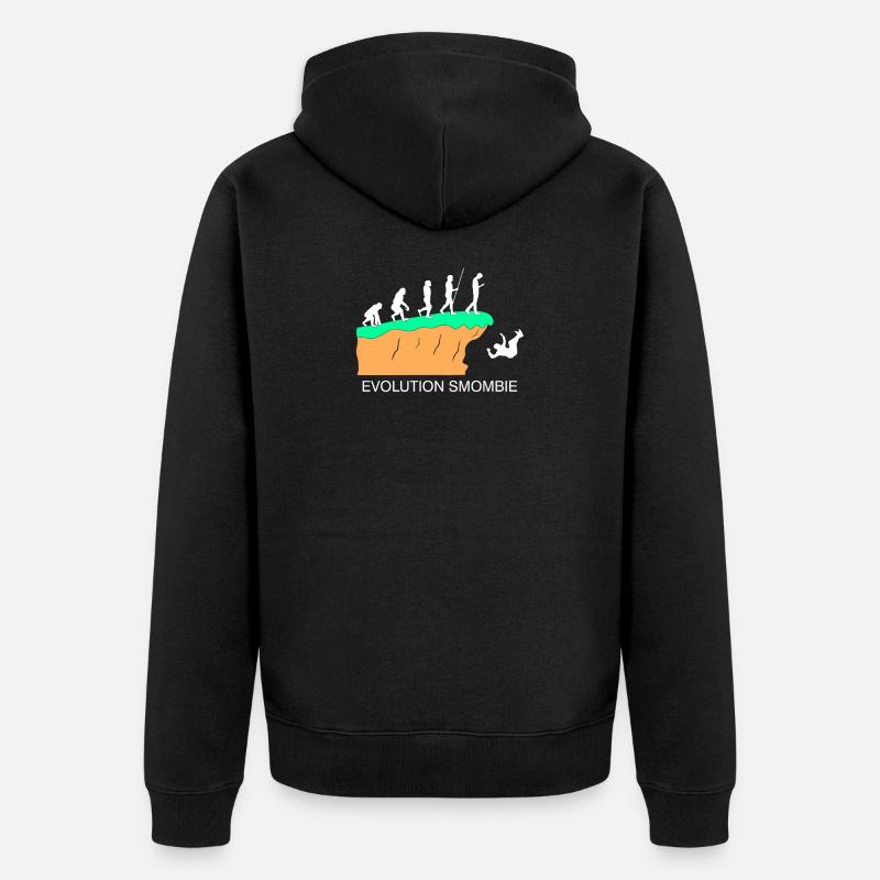 Evolution Smombie - Smartphone - Unisex Premium Bio Zip Hoodie - Schwarz