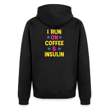 Je cours sur le café et la sensibilisation au diabète insuline - Veste à capuche bio Premium Unisexe - noir - Dos - Nico (187cm)