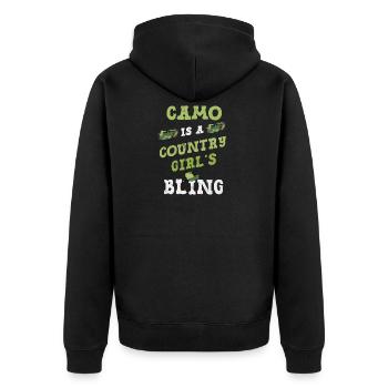 Camo is 's Bling Redneck - Unisex Premium Organic Zip Hoodie - black - Back - Nico (187cm)