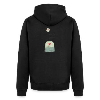 Teebeutel Geschenk Baby Schwanger Mama - Unisex Premium Bio Zip Hoodie - Schwarz - Hinten - Nico (187cm)