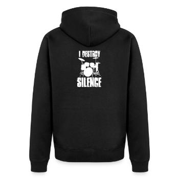 Drummer - Unisex Premium Bio Zip Hoodie - Schwarz - Hinten - Nico (187cm)