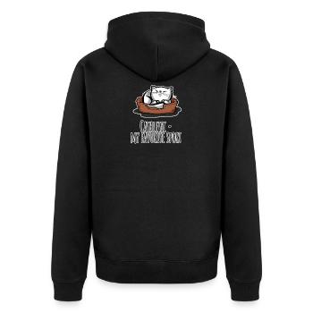 Cathletic My Favorite Sport - Sleeping Cat - Unisex Premium Organic Zip Hoodie - black - Back - Nico (187cm)