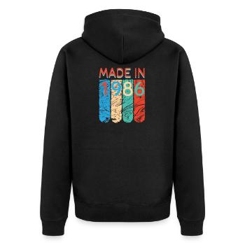 Fabriqué en 1986 - Veste à capuche bio Premium Unisexe - noir - Dos - Nico (187cm)