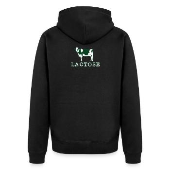 Lactose Anti Vegan Food Shirt für Fleischliebhaber - Unisex Premium Bio Zip Hoodie - Schwarz - Hinten - Nico (187cm)