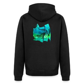 Krokodil krokodil crocodile aligator alligator - Unisex Premium Bio Zip Hoodie - Schwarz - Hinten - Nico (187cm)