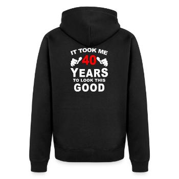 40 ans 40 ans - Veste à capuche bio Premium Unisexe - noir - Dos - Nico (187cm)