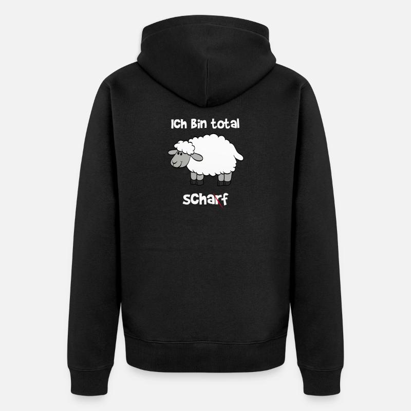 Ich bin total Scharf / Schaf - Unisex Premium Bio Zip Hoodie - Schwarz