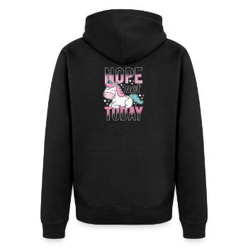 Nope Not Today Lazy Unicorn Einhorn Sterne - Unisex Premium Bio Zip Hoodie - Schwarz - Hinten - Nico (187cm)