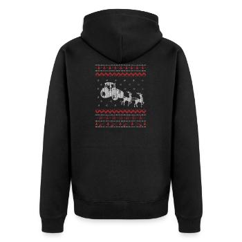Ugly Christmas Farmer Christmas Gift - Unisex Premium Organic Zip Hoodie - black - Back - Nico (187cm)