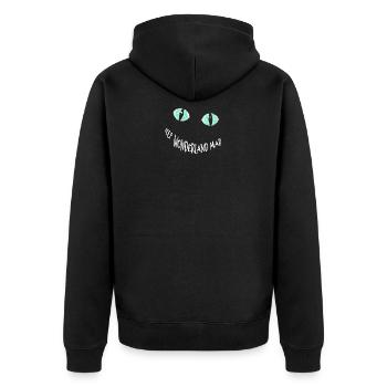 Behalte Wonderland Mad - Alice - Unisex Premium Bio Zip Hoodie - Schwarz - Hinten - Nico (187cm)