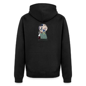 Alice Gruppe Wir sind alle verrückt hier - Unisex Premium Bio Zip Hoodie - Schwarz - Hinten - Nico (187cm)