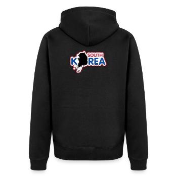 Nordkorea Südkorea Korea Flagge Geschenk - Unisex Premium Bio Zip Hoodie - Schwarz - Hinten - Nico (187cm)