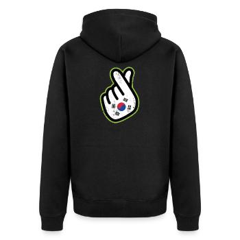 Nordkorea Südkorea Korea Fahne Flagge - Unisex Premium Bio Zip Hoodie - Schwarz - Hinten - Nico (187cm)