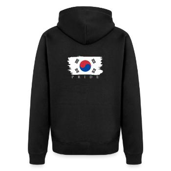 North Korea South Korea Gift Flag Asia - Unisex Premium Organic Zip Hoodie - black - Back - Nico (187cm)
