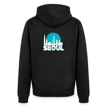 Seoul South Korea Gift Christmas Sun Skyline - Unisex Premium Organic Zip Hoodie - black - Back - Nico (187cm)