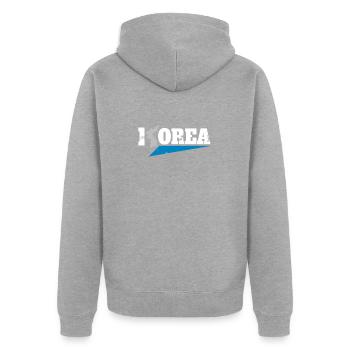 Nordkorea Südkorea Geschenk Flagge Korea - Unisex Premium Bio Zip Hoodie - Grau meliert - Hinten - Nico (187cm)