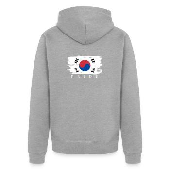 Nordkorea Südkorea Geschenk Fahne Flagge - Unisex Premium Bio Zip Hoodie - Grau meliert - Hinten - Nico (187cm)
