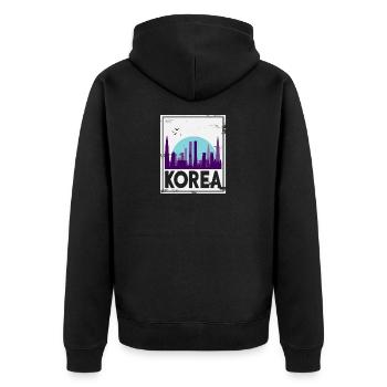 Corée du Nord Corée du Sud Asie cadeau Corée - Veste à capuche bio Premium Unisexe - noir - Dos - Nico (187cm)