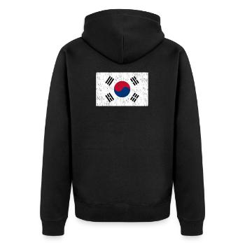 Nordkorea Südkorea Flagge Geschenk Fahne - Unisex Premium Bio Zip Hoodie - Schwarz - Hinten - Nico (187cm)