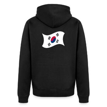 Nordkorea Südkorea Flagge Korea Geschenk - Unisex Premium Bio Zip Hoodie - Schwarz - Hinten - Nico (187cm)