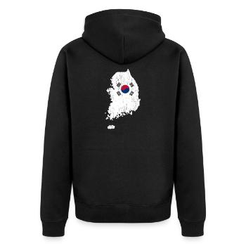 Nordkorea Südkorea Flagge Asien Geschenk - Unisex Premium Bio Zip Hoodie - Schwarz - Hinten - Nico (187cm)