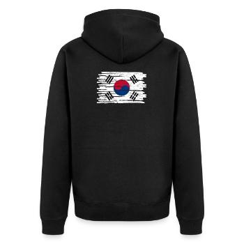 Nordkorea Südkorea Asien Geschenk Fahne - Unisex Premium Bio Zip Hoodie - Schwarz - Hinten - Nico (187cm)