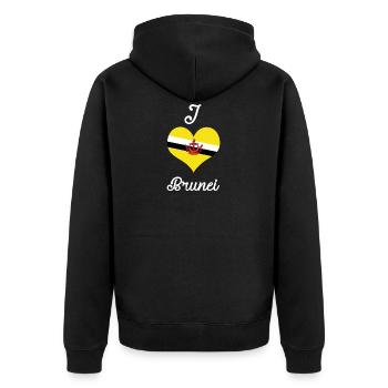 I love Brunei - Unisex Premium Bio Zip Hoodie - Schwarz - Hinten - Nico (187cm)