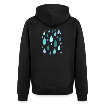 Tropfen // Regentropfen // Wassertropfen - Unisex Premium Bio Zip Hoodie - Schwarz - Hinten - Nico (187cm)