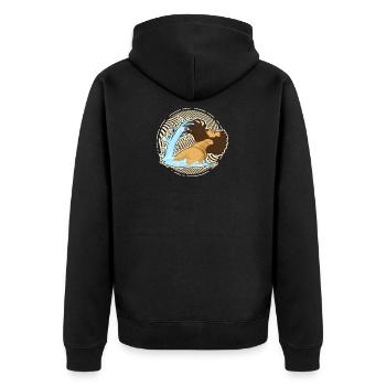 Bart Welle - lustiges Geschenk für Männer mit Bart - Unisex Premium Bio Zip Hoodie - Schwarz - Hinten - Nico (187cm)