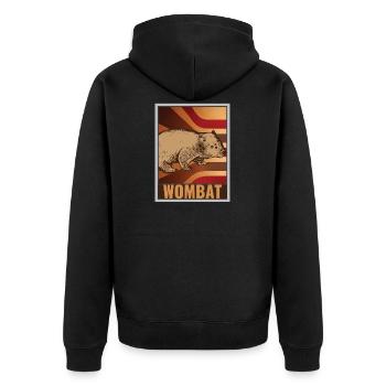 Retro Wombat Plakat - Unisex Premium Bio Zip Hoodie - Schwarz - Hinten - Nico (187cm)