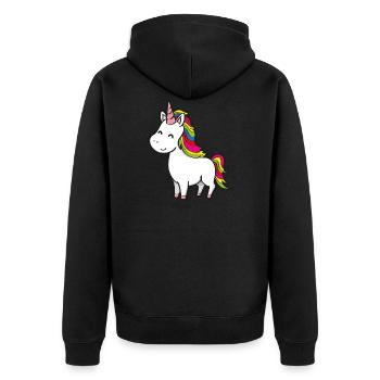 Cute unicorn - Unisex Premium Organic Zip Hoodie - black - Back - Nico (187cm)