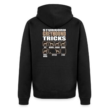 Stubborn Greyhound Tricks design - Unisex Premium Organic Zip Hoodie - black - Back - Nico (187cm)