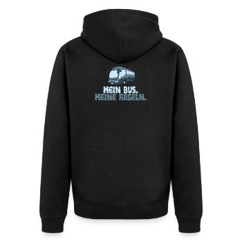 Mein Bus. Meine Regeln. - Unisex Premium Bio Zip Hoodie - Schwarz - Hinten - Nico (187cm)