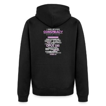 Verschwörungstheorien Illuminati CIA Geschenk - Unisex Premium Bio Zip Hoodie - Schwarz - Hinten - Nico (187cm)