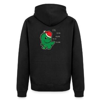 Lustig Dino Weihnachtsbaum Weihnachten Geschenk - Unisex Premium Bio Zip Hoodie - Schwarz - Hinten - Nico (187cm)