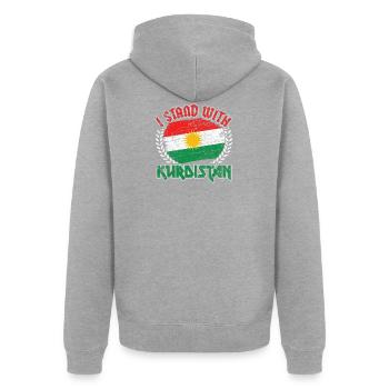 Nation kurde kurde drapeau cadeau fierté - Veste à capuche bio Premium Unisexe - gris chiné - Dos - Nico (187cm)