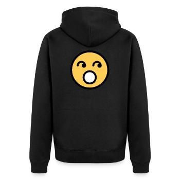 Smiley Face Rolling Eyes - Unisex Premium Organic Zip Hoodie - black - Back - Nico (187cm)