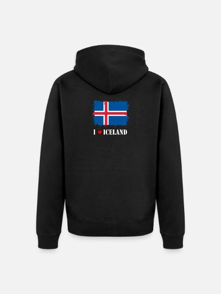 I love Iceland - Unisex Premium Bio Zip Hoodie - Schwarz